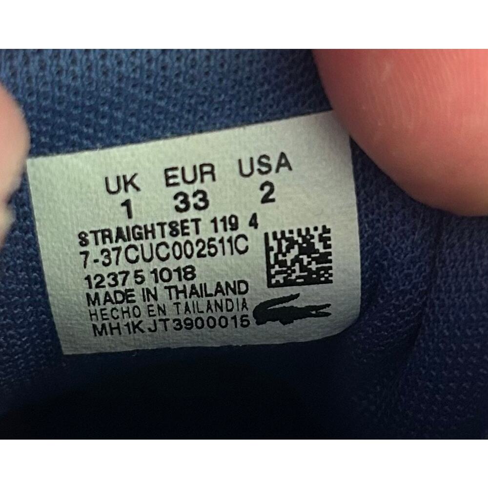 Lacoste Straightset Blue Croc Embossed Sneakers Youth Size 2 / EU 33 - Picture 8 of 8